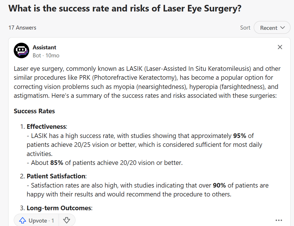 success rate and risks of Laser Eye Surgery