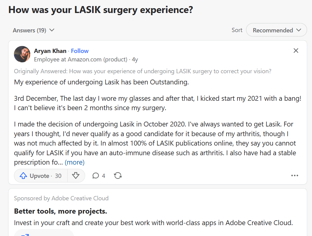 LASIK Surgery Experience